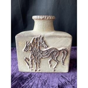 Scheurich RARE West Germany Mid-Century Montignac Fat Lava Pottery Vase Horse